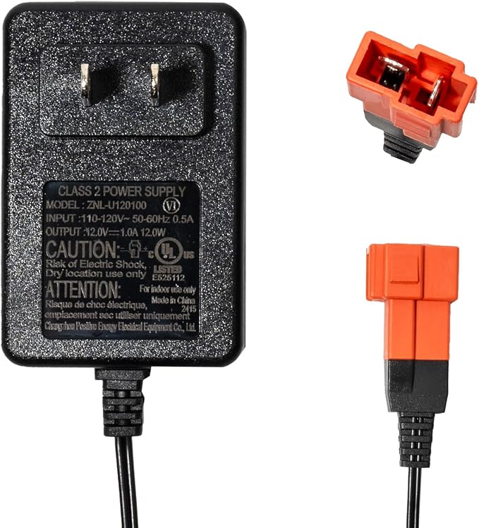 12 Volt Battery Charger for Ride On Toys and Battery Wire 12V Kids Ride On Car Charger,12V Electric Car Riding Toy Battery Power and Charging Socket Adapter Square Plug