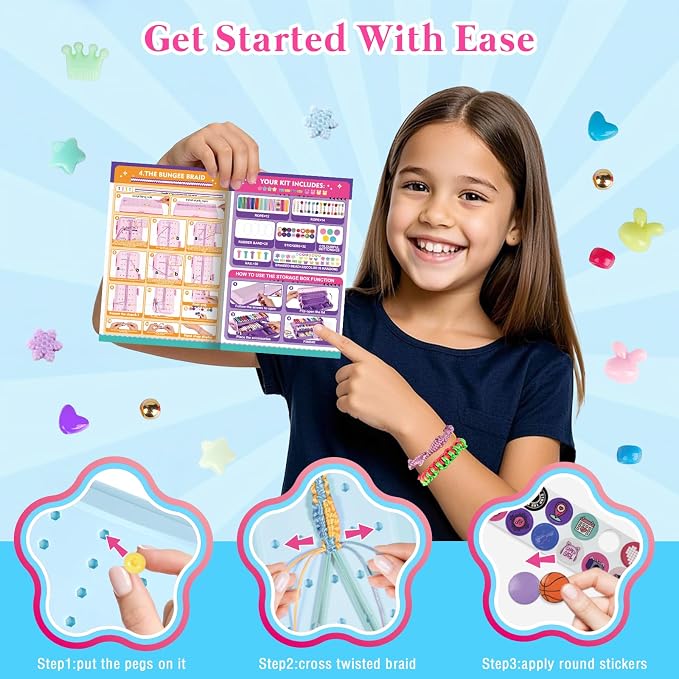 TingingYuli Friendship Bracelet Making Kit for Girls Ages 8-12, DIY String Bracelet Maker with 3-Layer Storage Box, Jewelry Making Kit Arts and Crafts Toy Gift for Kids Ages 6-12