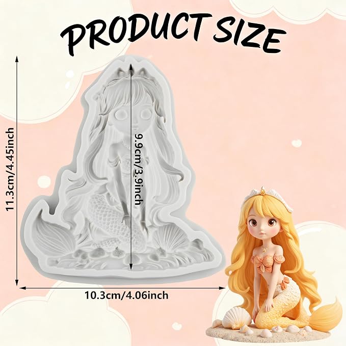 Mermaid Polymer Clay Mold Mermaid Girl Silicone Molds for DIY Craft Epoxy Resin Casting Polymer Clay Tools Crafts Air Dry Jewelry Making