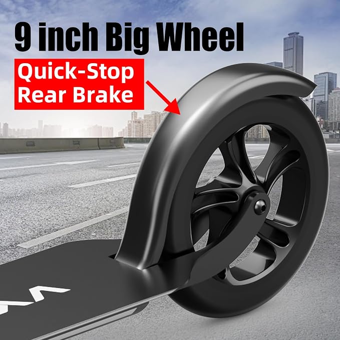 Adult Scooter with Big Wheels | Adjustable Height, Foldable Aluminum Frame | Smooth Ride for Urban Commuting and Outdoor Fun | Suitable for Teens 8-12 | 220 lbs Weight Limit