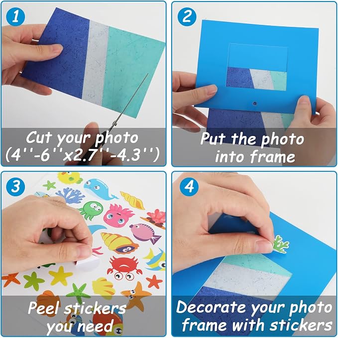 chiazllta 30 Pcs Summer Under the Sea Craft Kits for Ocean Animal DIY Picture Frame Crafts Back to Activities Game Bulletin Board Decorations