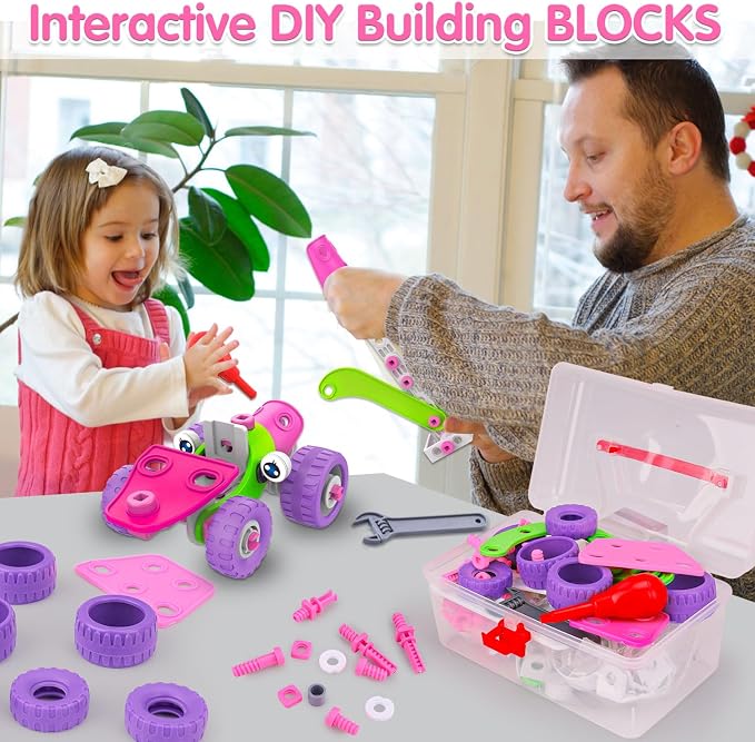 STEM Toys for 4 5 6 7 8+ Year Old Girl Birthday Gifts Pink Educational Building Toys for Kids Ages 4-8 5-7 8-10 Stem Kits Activities Construction Toys for Girls 4-6 6-8 Engineering Creative Games