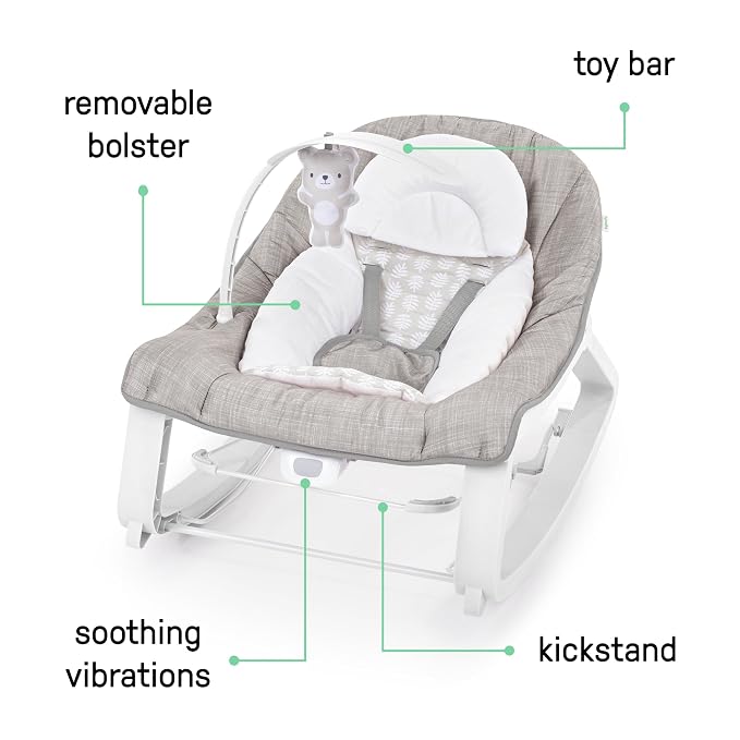 Ingenuity Keep Cozy 3-in-1 Grow with Me Vibrating Baby Bouncer Seat & Infant to Toddler Rocker, 0-30 Months Up to 40 lbs (Linden)