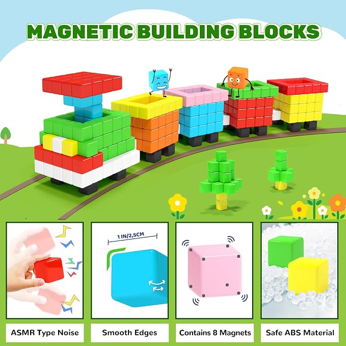 40pcs Magnetic Blocks, Gifts for 3 4 5 6 Year Old Girls & Boys, Magnet Building Blocks for Toddlers,STEM Preschool Sensory Toys for Kids Ages 3-5 4-8