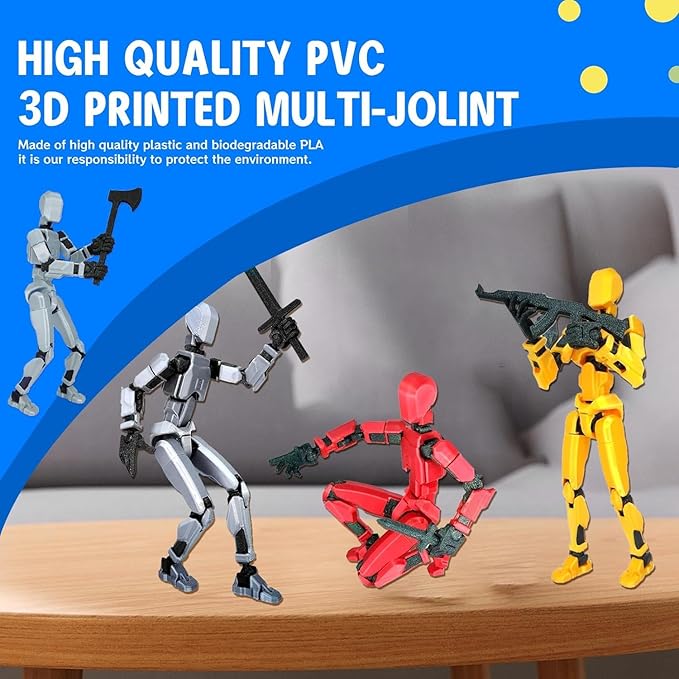 MerryXD T13 3D Action Figure,Assembly Completed Dummy Nova Titan Lucky 13 Action Figure 3D Printed Multi-Jointed Movable Toy Blue