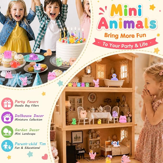 DIYDEC 85PCS Luminous Mini Resin Animals, Tiny Miniatures Figures Glow in The Dark Little Toys to Hide Small Duck Figurines for Party Favors Bag Fillers Garden Dollhouse Decor