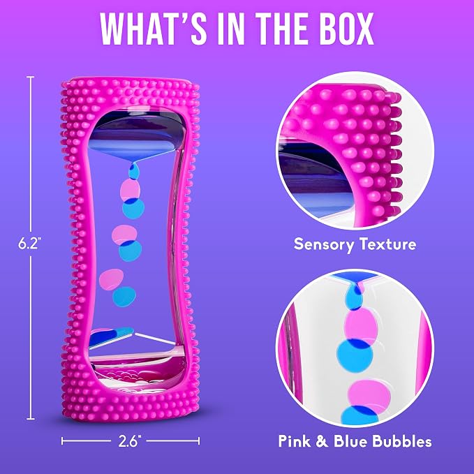 BUNMO Liquid Motion Bubbler Sensory Toy for Kids & Adults – Gentle Fidget Toy for Mindfulness – Stimulating Visual Sensory Experience – Colorful Bubble Fidget Timer for Desk & Travel - Purple