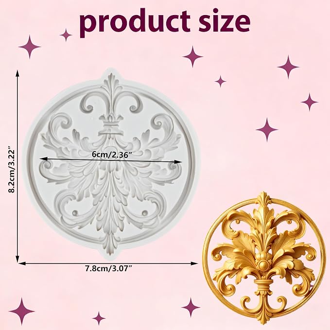 Baroque Relief Lace Silicone Mold Curlicues Scroll Lace Polymer Clay Mold Vintage Relief Flower Filigree Molds for DIY Crafts Epoxy Resin Casting Air Dry Polymer Clay Plaster Jewelry Making