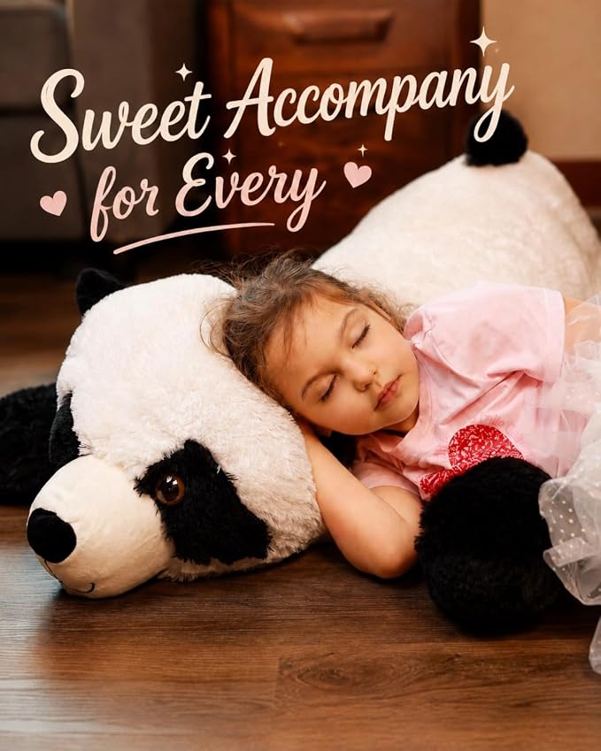 BENINY Giant Panda Stuffed Animal 4Ft, Large Soft Panda Body Pillow Plush for Girls Boys Kids, Oversize Cute Stuffed Toy Gift for Christmas, Birthday, Baby Shower