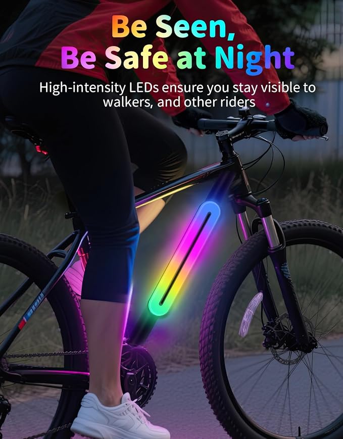BELEEV LED Scooter Frame Light for Night Riding, 11 Flashing Effects, Battery Powered, Fits for Bicycles Electric Kick Scooters, Cool Bike Accessory for Adult, Kids & Teens, Ideal for Riding Camping