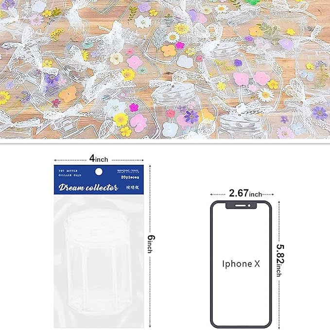40Pcs Large Size DIY Bookmarks, Kaluofan Transparent Dried Flower Bookmarks, Handmade Dried Flower Bookmarks,Flower Bookmarks Maker, Handmade DIY Transparent Beautiful Flower Page BP30