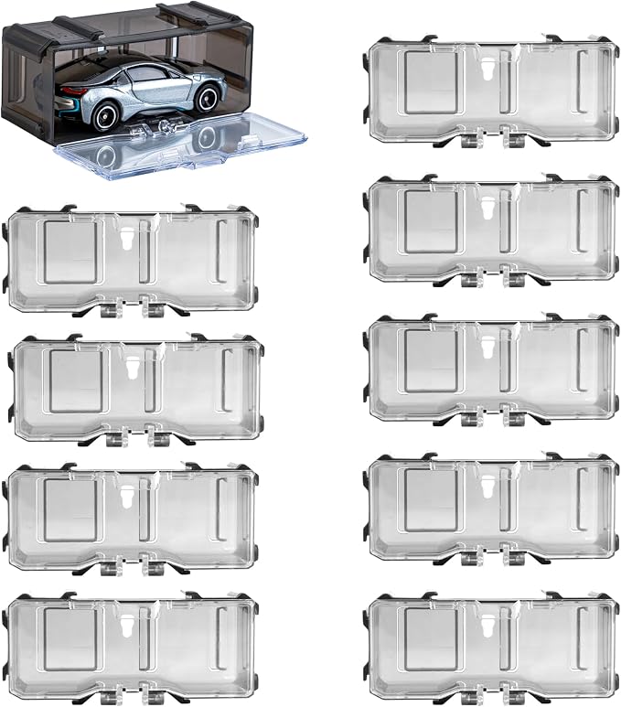 Toys Organizer Storage Case for Hot Wheels Car, for Matchbox Cars, for Mini Cars,1/64 Scale Hot Toy Wheels Display Case Holds 10/40 Cars，Interlocking Hot Car Wheels Storage (Black 10 PCS)