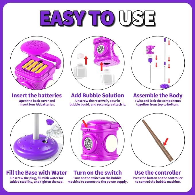 Bubble Machine for Kids, Automatic Bubbles Blower Maker for Kid Toddlers, 2-In-1 Remote Control Street Lamp Bubble Maker with Adjustable Height, Bubble Maker for Wedding Birthday Party Camping Outdoor
