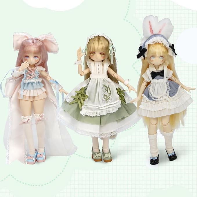BJD Dolls 1/8 BJD Doll 9" Ball Jointed Doll Dress Up Dolls Collectible Figures Collection Gift for Party Birthday Ages 15 and Up PVC & ABS Costume Included, Lily of the Vally Whispers