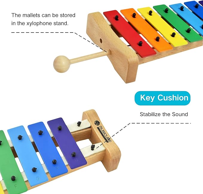 Xylophone with Harmonica for Kids Orff Instruments Wooden Xylophone with Mallets Toddler Baby Musical Instrument Educational Music Toys Christmas Day Gifts for Boys Girls