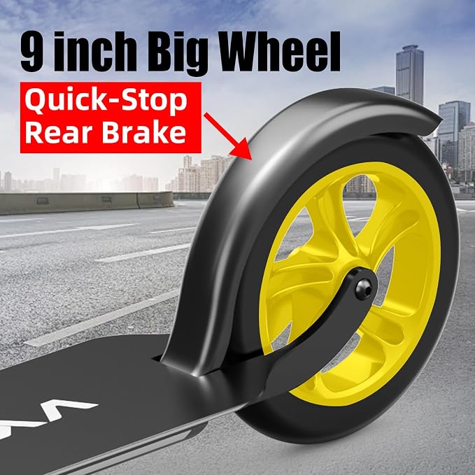 Adult Scooter with Big Wheels | Adjustable Height, Foldable Aluminum Frame | Smooth Ride for Urban Commuting and Outdoor Fun | Suitable for Teens 8-12 | 220 lbs Weight Limit