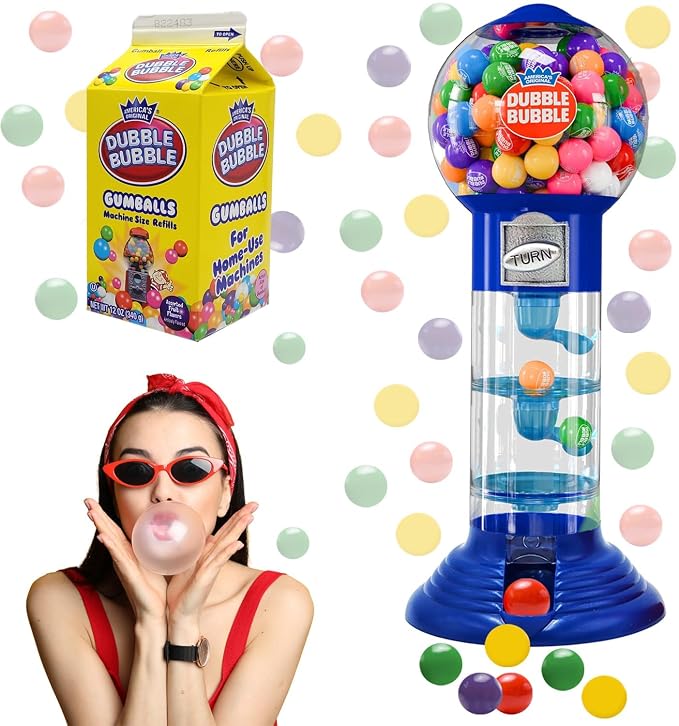 Gumball Machine for Kids 2-Pack, Coin Operated Bubble Gum Machine and Toy Bank, 10.5" Inch Tall Spiral Fun Candy Dispenser Includes 150 Gum Balls, Great Candy Dispenser Gift for Girls and Boys