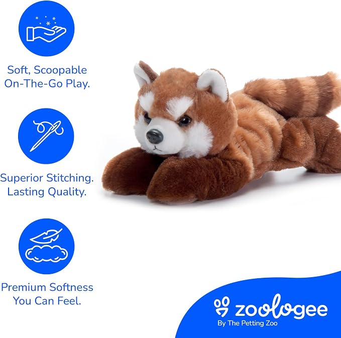 The Petting Zoo Red Panda Stuffed Animal Plushie, Gifts for Kids, Scoopz Wildlife Animals, Red Panda Plush Toy, 8 inches