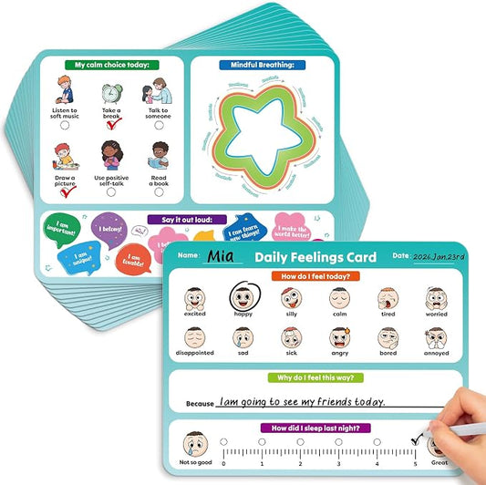 Aizweb Big Feelings Deck-12 Pack 9x12" Dry Erase Emotions Flash Cards with Coping Skills,Feelings Chart for Kids,Autism & ABA Tools,Calm Down Corner Supplies for Preschool Kindergarten Classroom