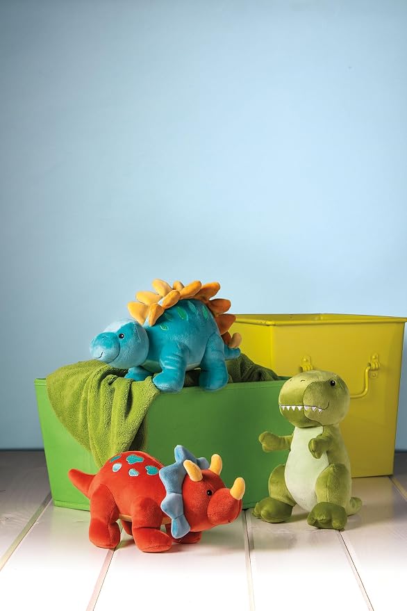 Mary Meyer Stuffed Animal Smootheez Pillow-Soft Toy, 10-Inches, Red Triceratops Dinosaur
