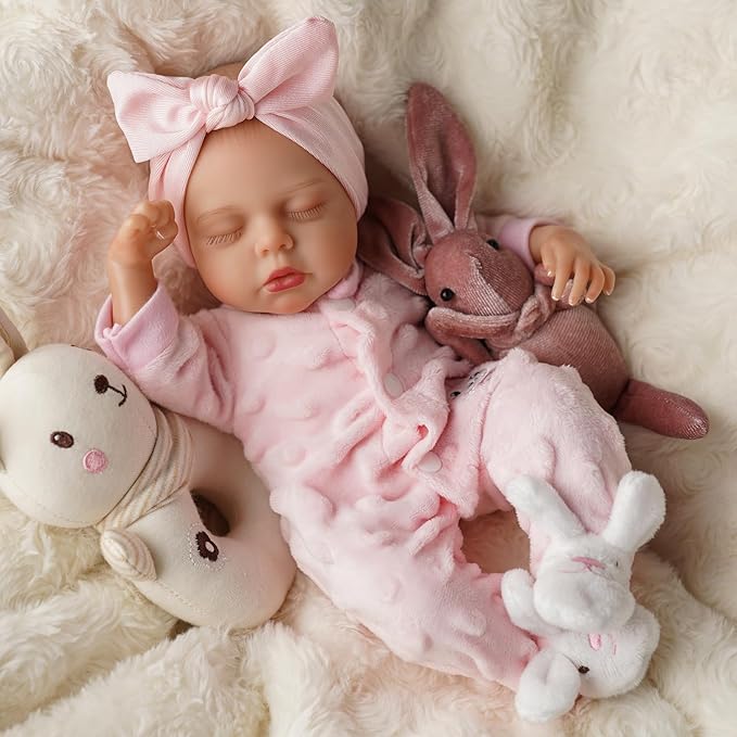 BABESIDE 12 Inch Lifelike Reborn Baby Dolls Vinyl Full Body, Soft Realistic Baby Doll Sweet Sleeping Preemie Real Life Baby Dolls Easy to Hold with Accessories Gift Set for Kids Age 3+