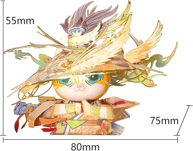 MU The Brave Knight-The Cat Brothers Series Models Kits Miniature Building for Adult to Build,DIY Silver 3D Metal Puzzles, Hobby Gifts for Birthday New Year Collectibles