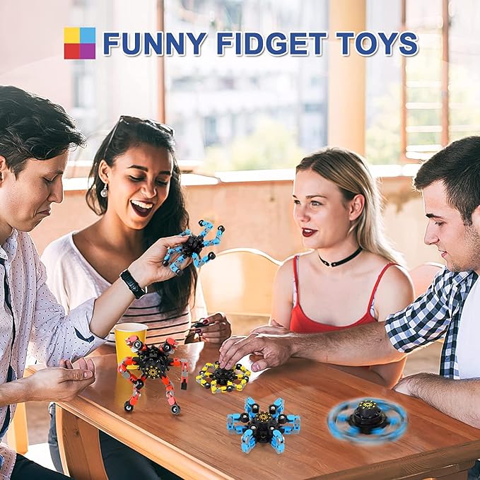 Fidget Toys Transformable Fidget Spinners ADHD Tools for Kids Adult Teen Toddler Autism Sensory Toys Juguetes para Niños 4 Pack Party Favors for Kids