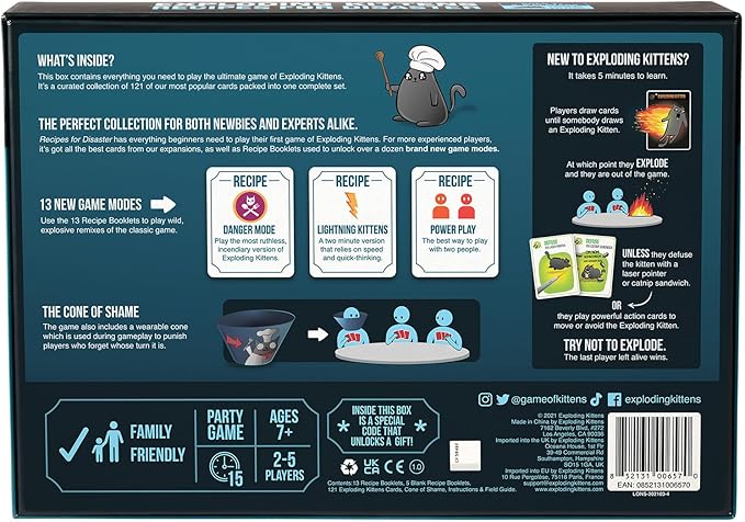 Exploding Kittens Recipes for Disaster 2-5 Players - Ages 7+ - Party & Family Card Game for Kids & Adults