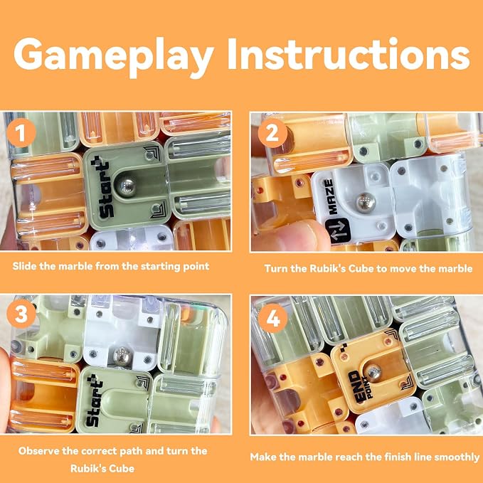 Challenging 3D Labyrinth Maze Cube, Brain-Testing Puzzle Game for Kids 8+, Educational Logic Toy for Home or Travel Easter Basket Stuffers Easter Egg Fillers