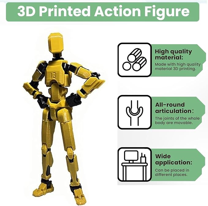EIMONEY 7PCS Assembly Completed T-13 Action Figure 3D Printed Multi-Jointed Movable,Lucky 13 Action Figures,Multi-Articular Dummy 13 Action Figures,Desktop Decorations,Creative Gifts (7 Colors)