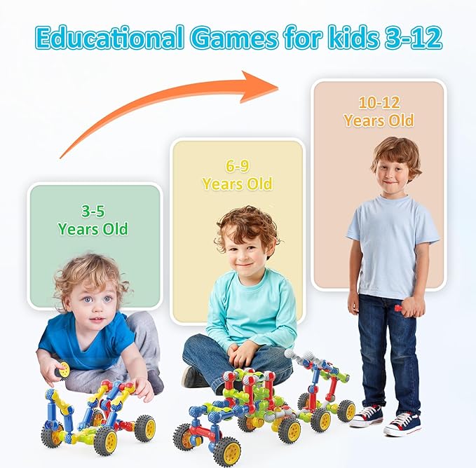 Huaker Building Toys,109 Piece STEM Toys for Kids Ages 3 4 5 6 7 8 9 10 11 12 Years Old Boys and Girls Christmas Birthday Gifts Children Building Blocks Creative and Educational Kids Toys Projects