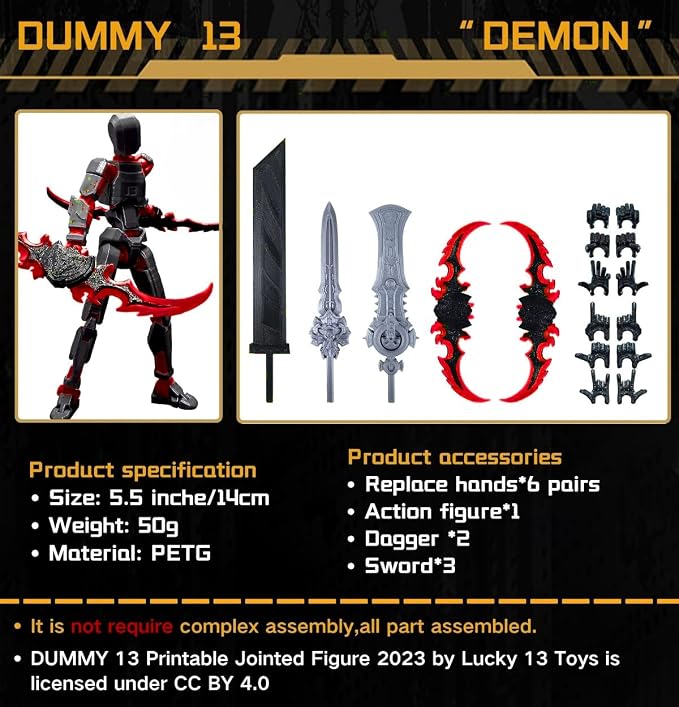 altuco Titan 13 Action Figure Set for Kids,T13 Action Figure with Multiple Accessories,3D Printed Dummy Robot 13 Desktop Decorative Toy for Boys (Black-red)