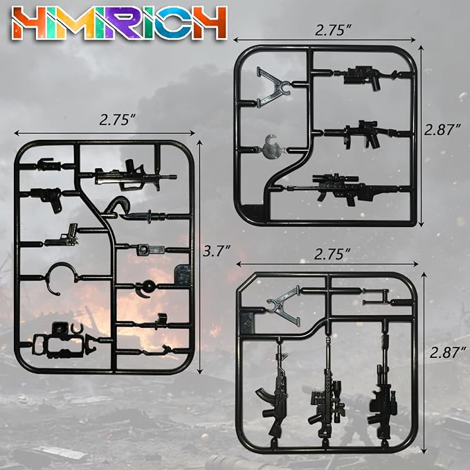 Military Weapons Pack, Classic Building Block Military Toy Accessories Hat, Piece Army Figure Accessory Combo, Compatible with Major Brands