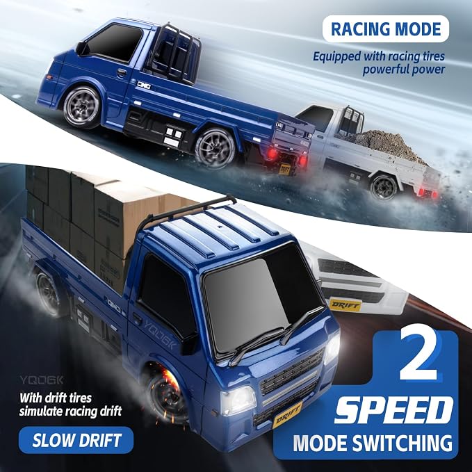 1/24 RC Drift Car, Remote Control Car, 2.4GHz 20KM/H 4WD High Speed RC Truck,Drifting Tires＆Two Batteries Racing Sports Toy Idea Gift for Boys Girls and Adults Kids