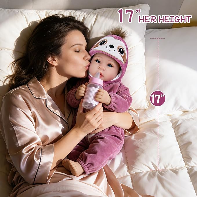 UOFTKIZ Lifelike Baby Doll - 17" Soft Body Girl Doll with Open Eyes, Gift for Kids 3+, Grandparents, New-Parents