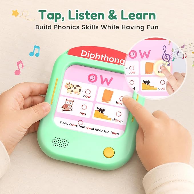 JoyCat Phonics Learning Pad, Learn to Read with 156 Pages Talking Flash Cards, 5 Level Progress Phonic Educational Toy, Screen-Free Learning Tablet Birthday Gift for Boys Girls Ages 3-8