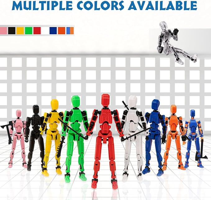 10 Pcs Action Figures T13(Assembly Required),Multi-Jointed Detachable Titan Action Figure with 10 Colors,3D Printed Dummy 13 Action Figure with Accessories for Collectors Desktop Decorations,DIY