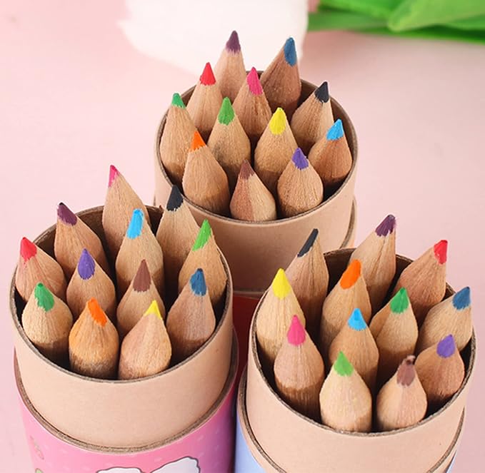 Tergy 20 Packs Mini Colored Pencils with Sharpener in Tube Portable Drawing Art Cartoon Pencils for 3 Years Old and Up Kids Adults Writing Sketching Painting,12 Colors in Tube