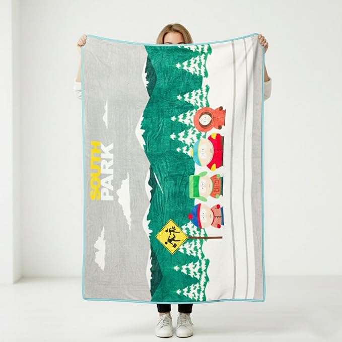 Silver Buffalo South Park Bus Stop Featuring Kyle, Stan, Eric Cartman, and Kenny 45" x 60" Fleece Throw, Soft and Cozy Blanket, 180 GSM