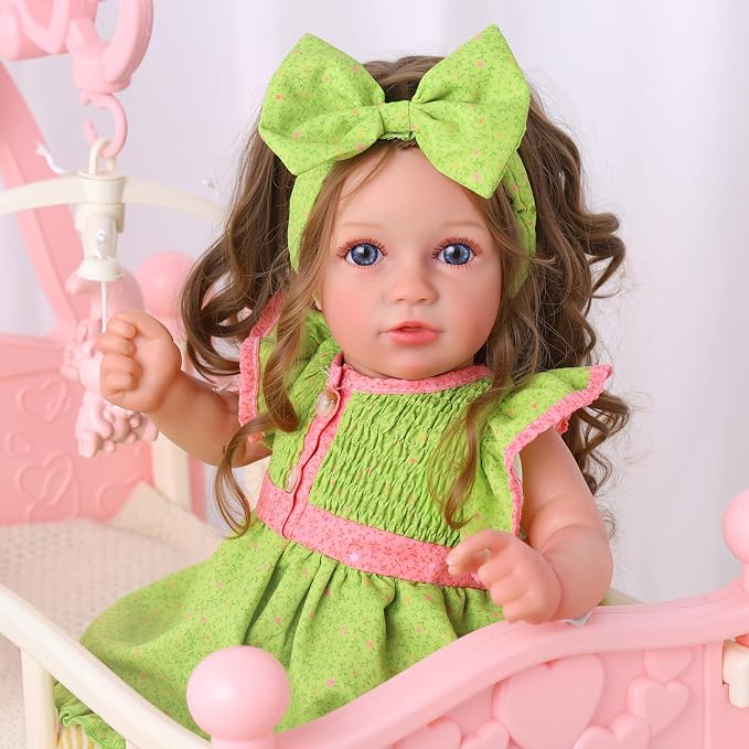 BABESIDE Lifelike Reborn Baby Dolls Dara - 20 Inch Realistic-Newborn Baby Doll Brown Hair Girl Handmade Real Life Baby Dolls with Clothes and Toy Accessories Gift for Kids Age 3+