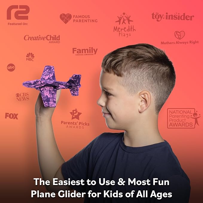 Foam Airplane for Kids - Best Girls Toys Ages 4 & Up - Engaging Toy for 3 4 5 6 7 Year Old Girl Birthday Gifts - for Girls All Ages - Fun Sports Toy & Party Favors & Outdoor Toys for Kids Ages 4-8+