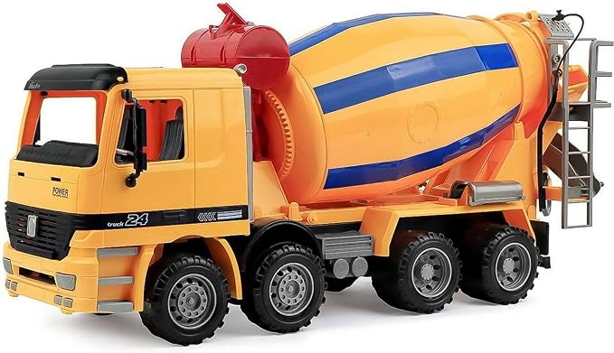 Liberty Imports 15" Oversized Construction Truck Toys for Kids – 1:22 Scale Friction Powered Vehicles with Realistic Moving Parts (Cement Mixer)