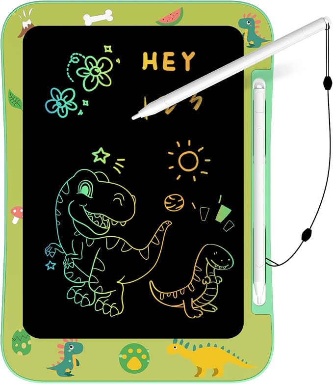 Genialba LCD Writing Tablet for Kids, Colorful Screen Drawing Board for 3-7 Year Old Boys & Girls - Educational Toys for Birthday & Christmas (Dinosaur)