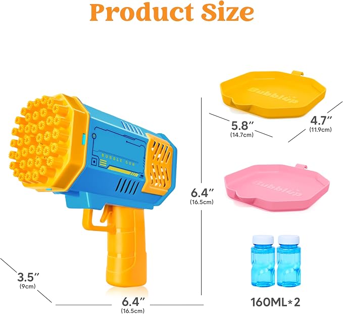 Sloosh 2 PCS Bubble Machine, Bazooka Rocket Shape Bubble Gun Toy for Kids Ages 4-8, Gifts, Adults, Party Favors, Summer, Wedding, Easter