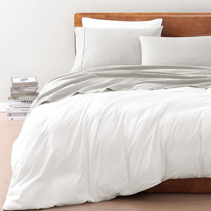 LANE LINEN Twin XL Sheet Set 100% Organic Cotton Cooling Soft - Snowdrop | Twin XL Sheets In Organic Cotton Percale - Crisp Cool Percale Weave, Great For Gifting, Easy-Care Machine Washable