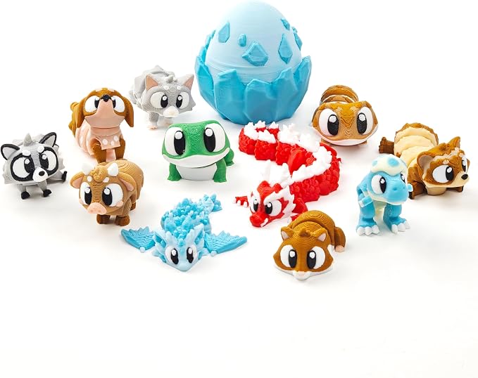 12 PCS 3D Printed Animal Figurines Set, Articulated Animal Figurines,Fidget Toys, Flexible Desk Decor, Party Favor, Gifts for Girls and Boys, Office Desk Pets, Classroom Rewards, Birthday Gifts