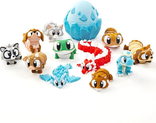 12 PCS 3D Printed Animal Figurines Set, Articulated Animal Figurines,Fidget Toys, Flexible Desk Decor, Party Favor, Gifts for Girls and Boys, Office Desk Pets, Classroom Rewards, Birthday Gifts
