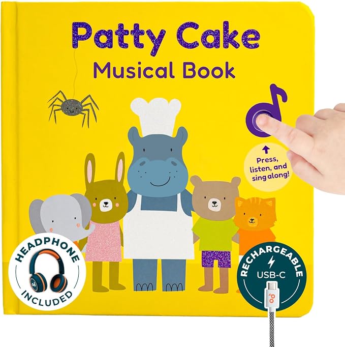 Cali’s Books Patty Cake Nursery Rhymes – Interactive Sound Book for Toddlers 1–3, Kids Headphones Included, Musical Book for 1 Year Olds, Perfect First Birthday Gift, 6 Favorite Songs