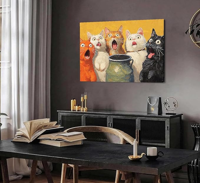 Paint by Numbers for Adults and Kids Beginner, Surprised Cats Painting by Number Kits On Canvas, Number Artist Paint by Number Kit DIY Oil Painting Acrylic Paints, Home Wall Decor Gift 12X16 inch