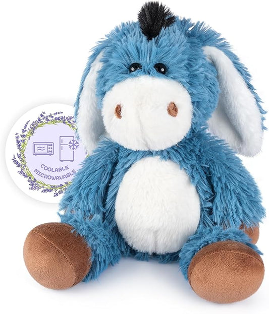 SuzziPals Heatable and Coolable Donkey Stuffed Animals, Microwavable Stuffed Animal Heating Pads for Soothing, Lavender Scent Donkey Plush for Discomfort, Plushies Gift for Kids & Aldults
